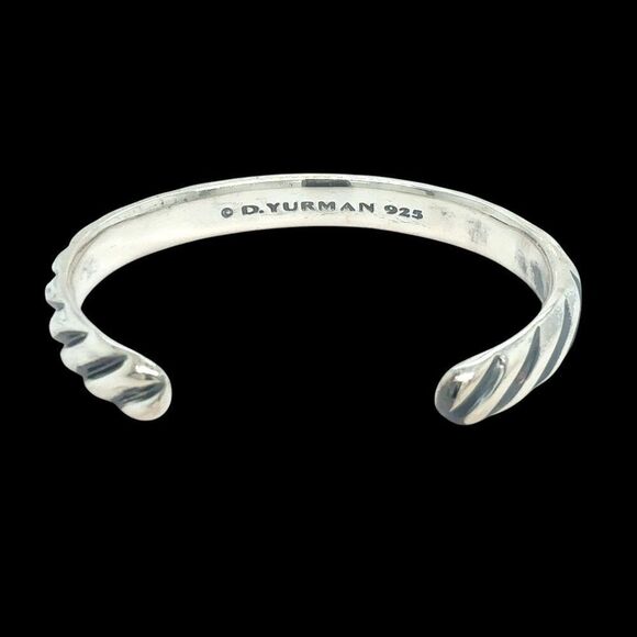 David Yurman Chevron Cuff Bracelet Size M Sterling Silver Estate DY570 - Picture 4 of 8